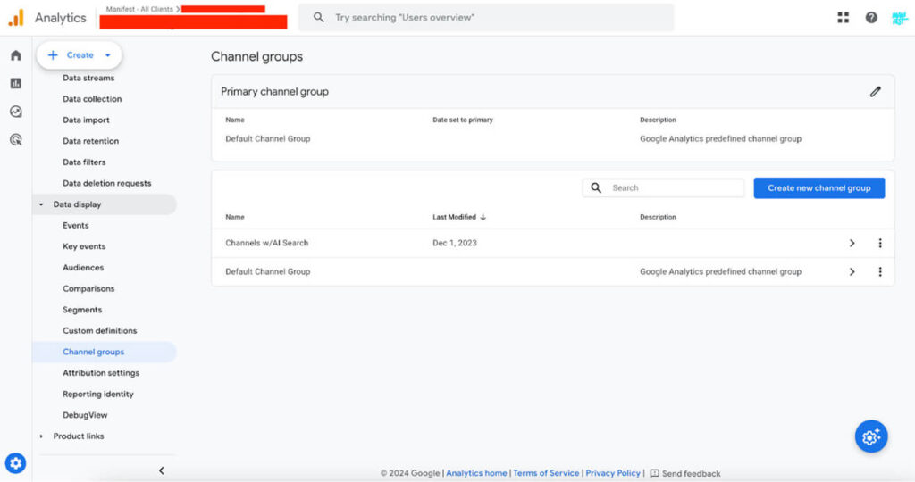 A screenshot of Google Analytics 4
