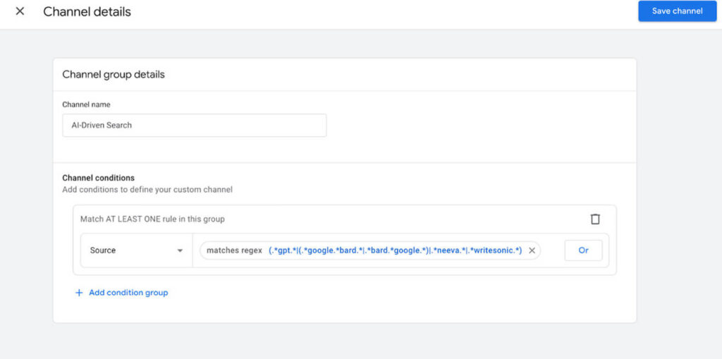 A screenshot of Channel Details