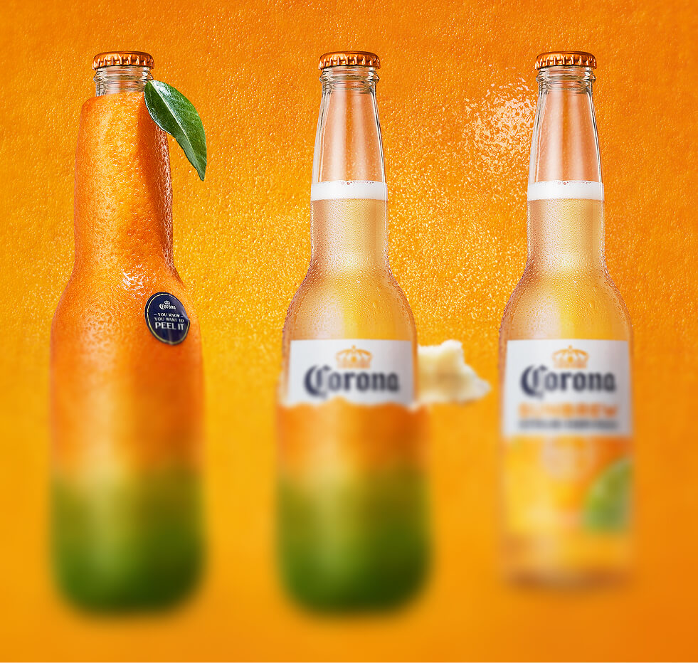 Three Sunbrew bottles in a row